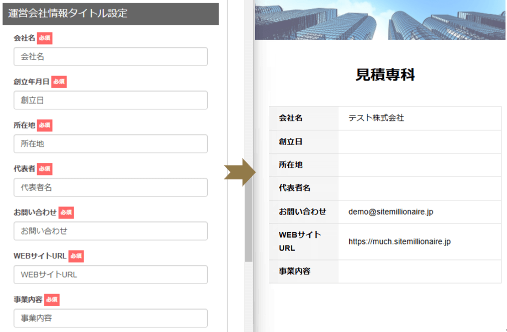 運営会社情報タイトル設定の仕方を説明する画像 運営会社情報タイトル設定について解説
